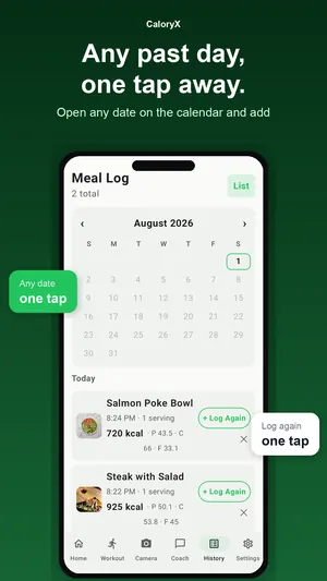 Any past day, one tap away